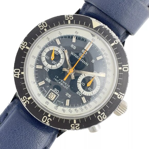 Vintage Wakmann Big Boy 13.36.00 Men Chronograph Watch Valjoux 234 Rare Serviced - Picture 4 of 10